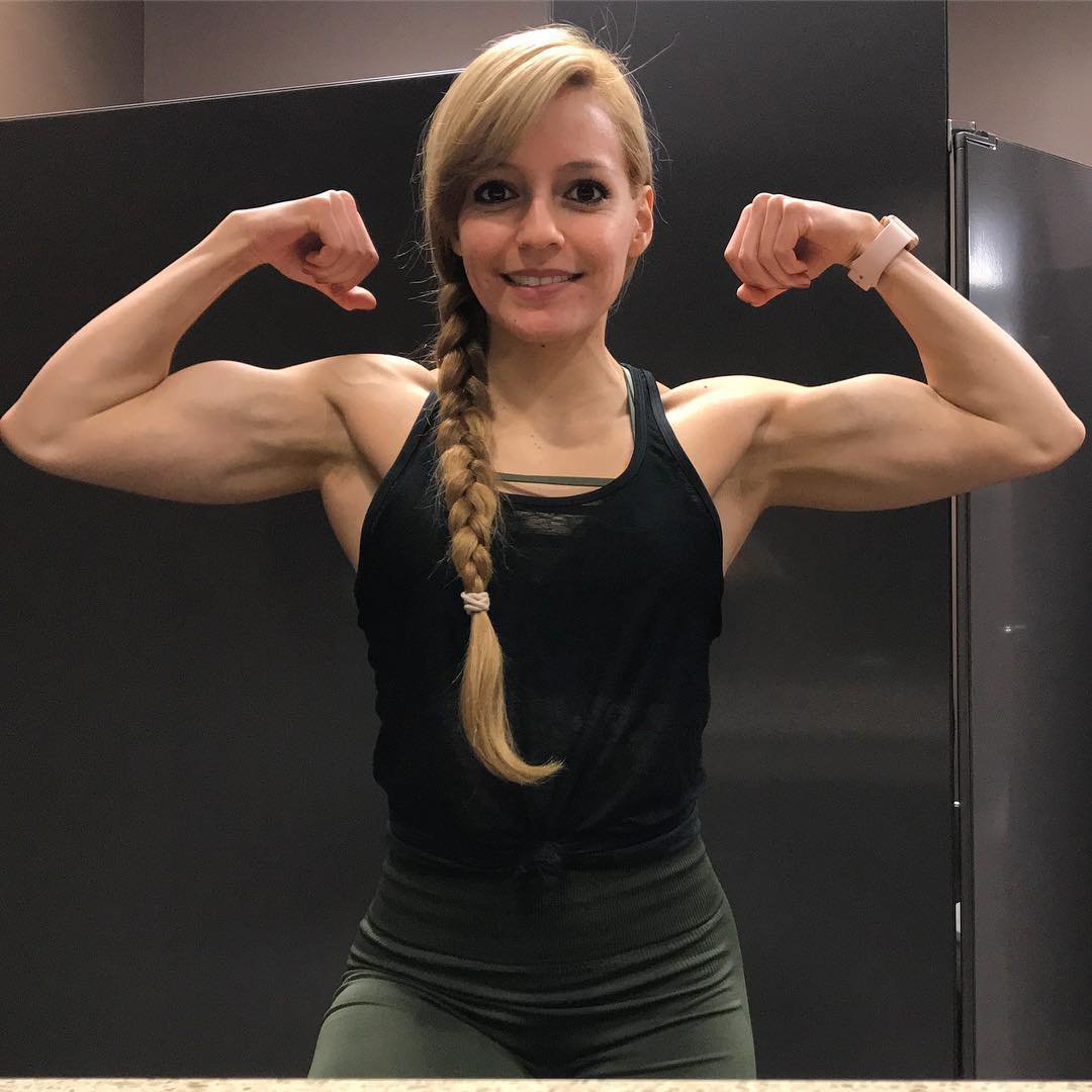 Girls flexing biceps